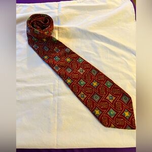 TINO COJURA VTG Silk Stylish Red Geometric Pattern Tie